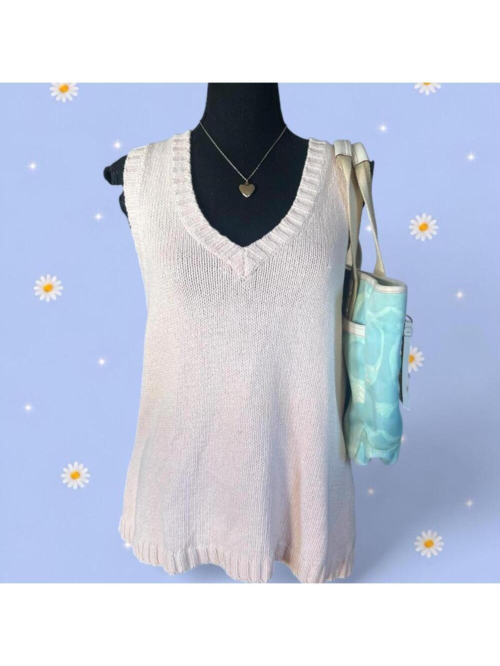 Vintage Y2K Orvis soft girl coastal knit sweater tank size Medium 🤍